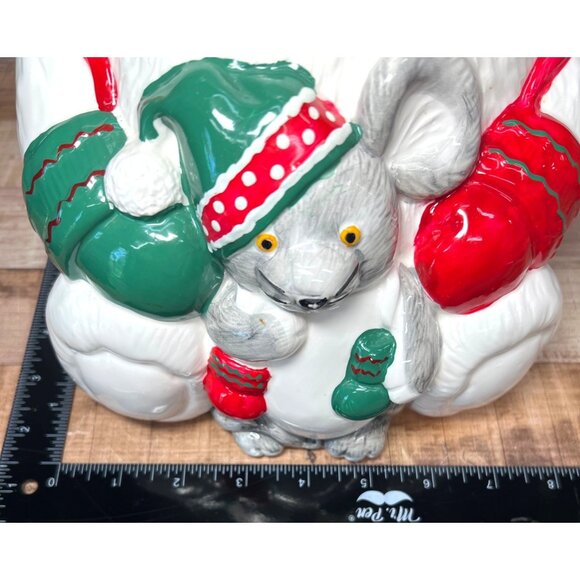Vintage Christmas Bear Cookie Jar Ceramic Holiday Kitchen Decor - Picture 6 of 7